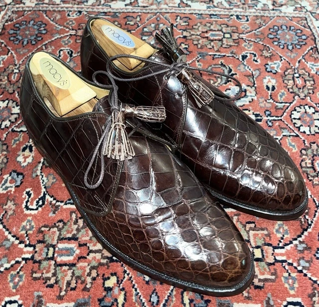 ALLEN EDMONDS Bancroft Alligator Black Sz 11 D Mens Exotic Oxford‎ Dress Shoes Rare Vintage 80 main image 3