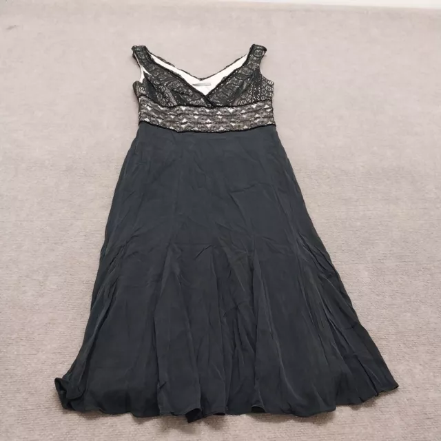 Elie Tahari Womens Size 4 Sleeveless Black Lace V-Neck Fit & Flare Midi Dress