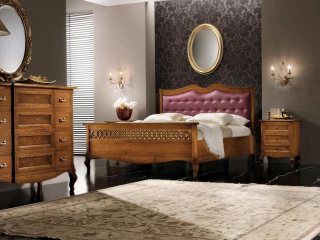 Chambre à Coucher Lit Table de Chevet Double Coussin Lits Set Groupe Ensemble 2
