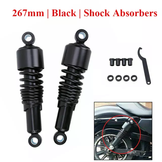 Black 10.5" Rear Suspension 267Mm Shock Absorber For Harley Sportster 1200 883