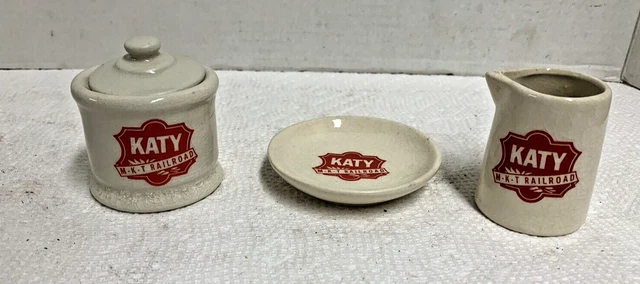 The Katy Railroad 3 Pc Table Dining Car Sugar Creamer Butter Pat