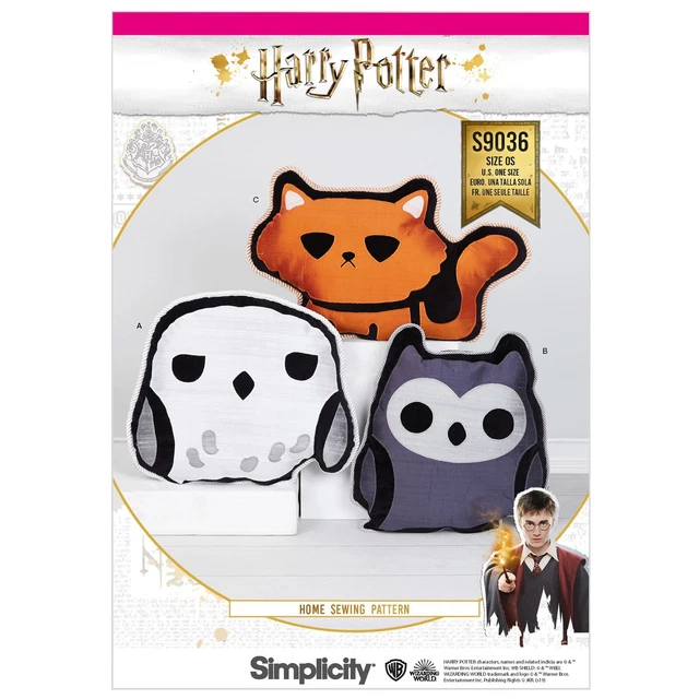 New Simplicity Sewing Pattern S9036 Harry Potter Themed Stuffed Character Pillow