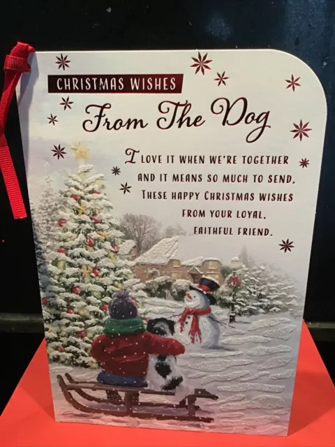 Cartolina Di Natale Dal Cane Bel Verso (9""X 6") Alta Qualità Di Natale