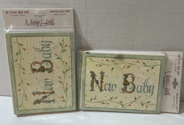 Marian Heath Cards New Baby Announcements Boy Girl 8 Pack Vintage NIP Lot Of 2