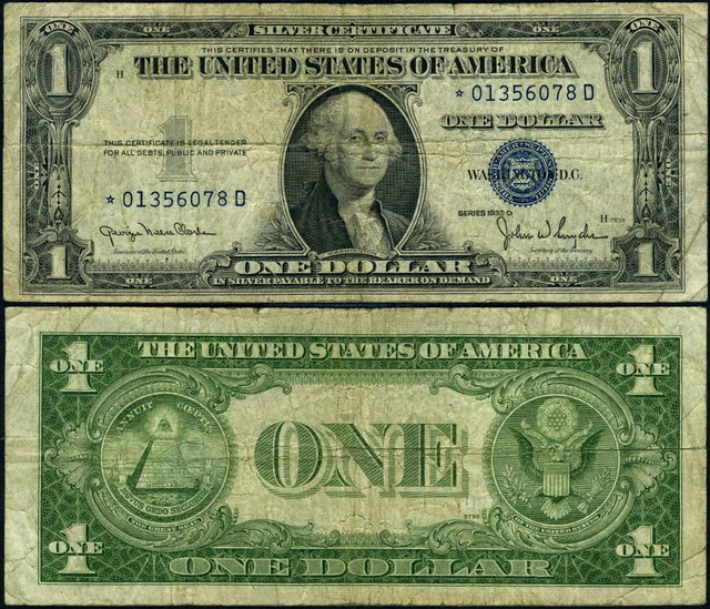 FR. 1613 N* $1 1935-D Silver Certificate *-D Block Fine Star BP 5689 18 Subject