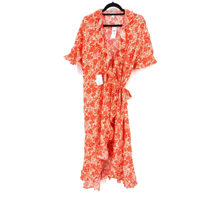 Topshop Maternity Women's SZ 10 Wrap Dress Floral Print Waterfall Ruffle NEW
