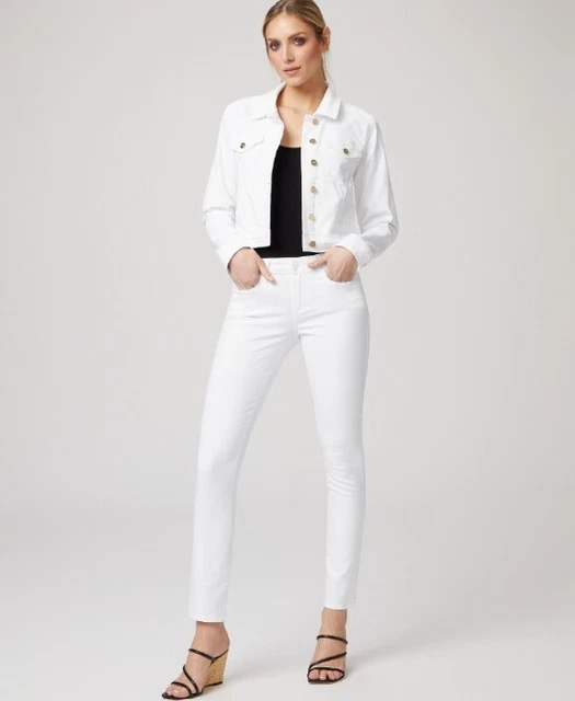 Paige Skyline Ankle Peg Jeans In Optic White Size 27 Midrise Skinny Stretch New