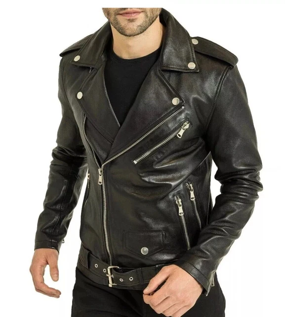 Blouson Moto En Cuir Véritable D'Agneau - Style Vintage Biker - Homme - Zayn Leather
