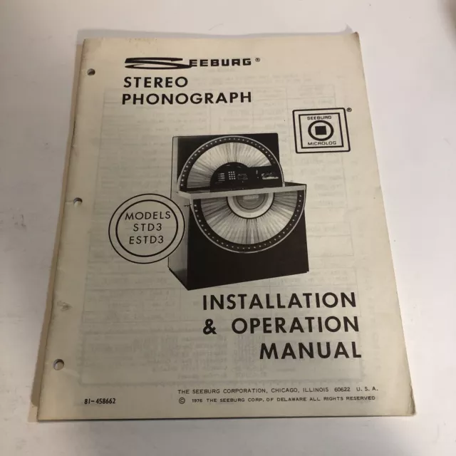 Seeburg Model STD3 ESTD3 Jukebox Manual Original