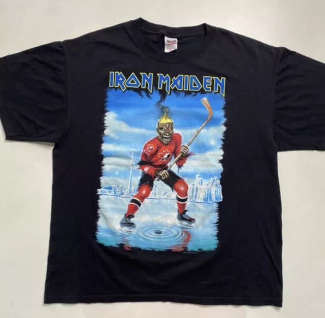 Vintage 2008 Iron Maiden Team Canada Hockey T-Shirt Somewhere Back In Time XL