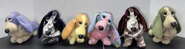 Lot of Six Applause Hush Puppies Basset Hound Plush Toy