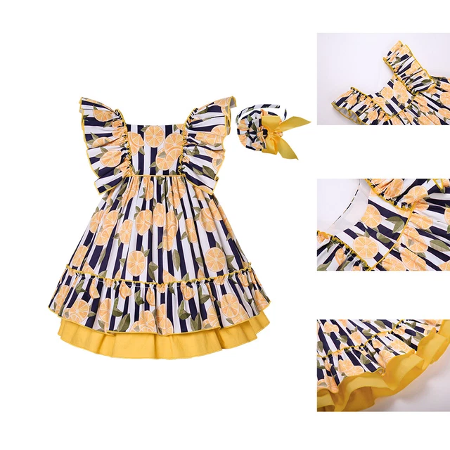 Kids Girls Spanish Dress 2 3 4 5 6-7 8-9 10 11-12 Years Summer Striped Dresses