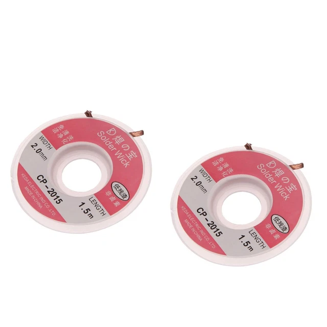 2 Rolls 2mm x 5ft Desoldering Braid Wick Solder Remover with No Residue Rosin...