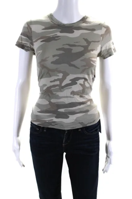 Rails Womens Camouflage Print Tee Shirt Green Brown Cotton Size Extra Small