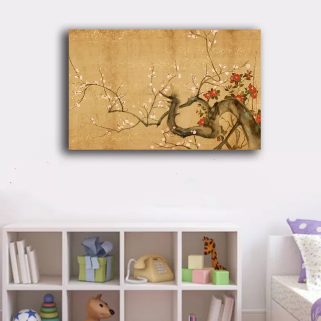 Framed Canvas Prints Stretched Oriental Flower Wall Art Home Decor Painting Gift