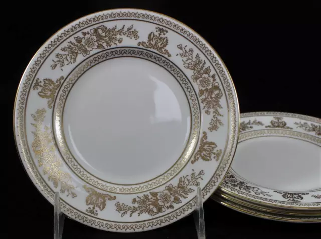 Wedgwood Columbia Doré Ensemble De 4 Pain & Beurre Assiettes Fleurs Blanc Corps