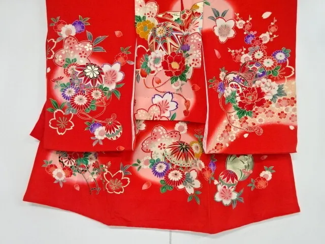 83282# Japanese Kimono / Antique Kimono & Hifu Coat Set For Girls / Mari Bal