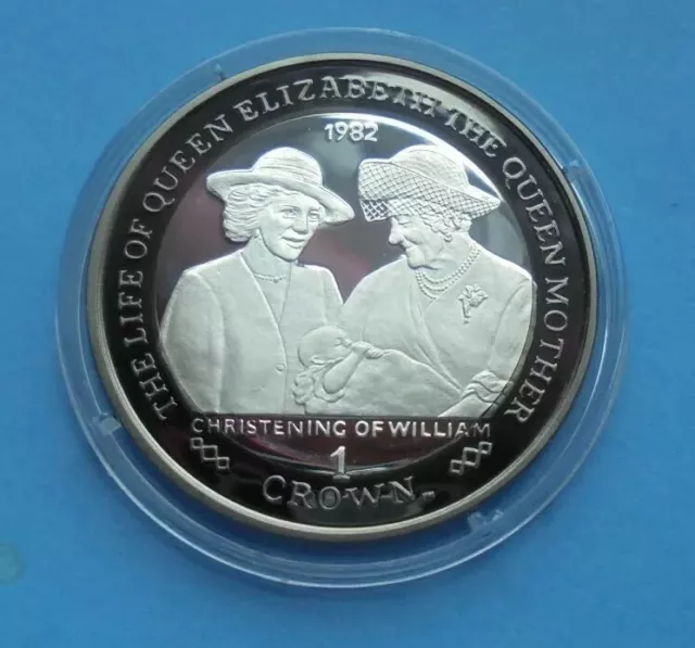 Gibraltar 2002, 0.925 Silver Blackened Edge Crown, William 1982 Christening.