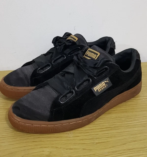 Women’s Puma Basket Heart Velvet Trainers Black Size 4 Uk