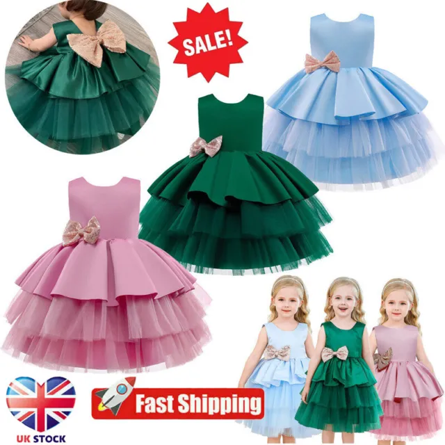 SALE!!!Baby Kids Girl Dress Layered Summer Birthday Party Wedding Occasion Dress