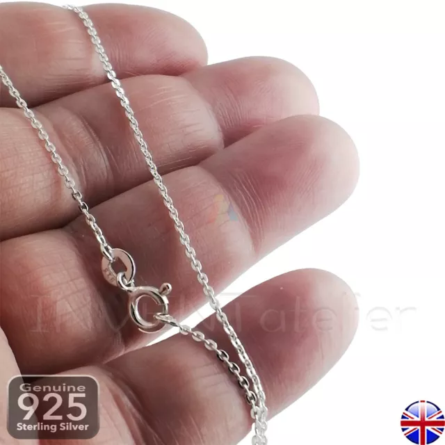 925 Solid Sterling Silver Chain Cable Trace Diamond Cut Necklace 16" 18" 20" A01