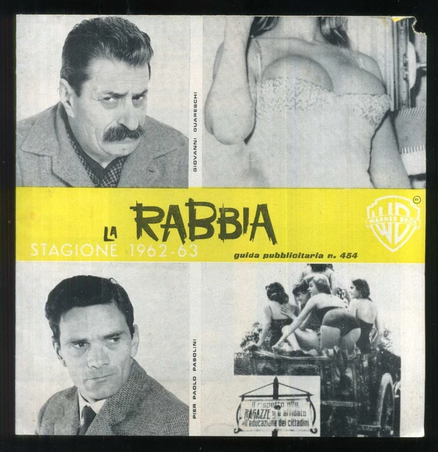 Cinema Guida Pubblicitaria Warner Bros - Pier Paolo Pasolini Giovanni Guareschi Cinema Guida Pubblicitaria Warner Bros - Pier Paolo Pasolini Giovanni Guareschi