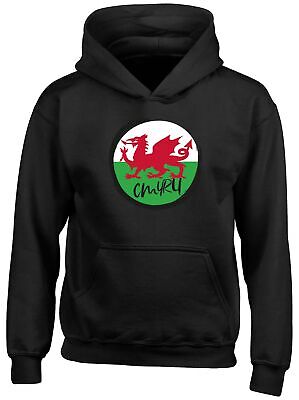 Kids Hoodie CMYRU Wales Football Welsh Dragon Childrens Hoody Boys Girls Gift