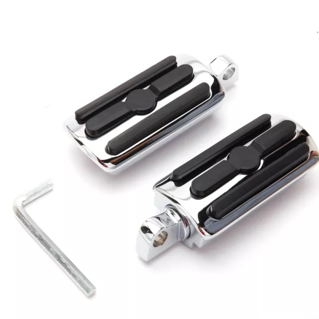 Chrome Motorcycle Highway Foot Pegs Pedal Pads Rear Aluminum For Harley Davidson