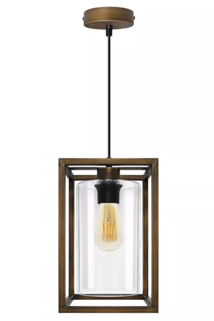 Vintage Brass Glass Shade Hanging Pendant Ceiling Lantern Pub Diner Light M0155