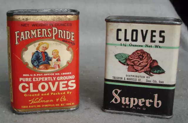 2 different Cloves spice tins Farmers Pride and Superb