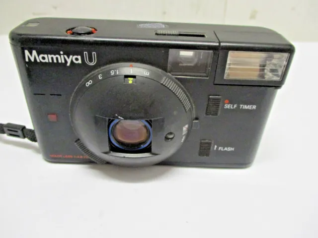 Mamiya U Black f/2.8 35mm Lens Point  Shoot Film Camera w/ Strap Made Japan Case