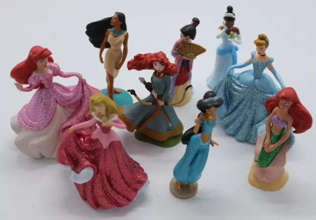 Disney Princess Figures Cake Toppers Lot of 9 Cinderella Ariel Mulan Jasmine