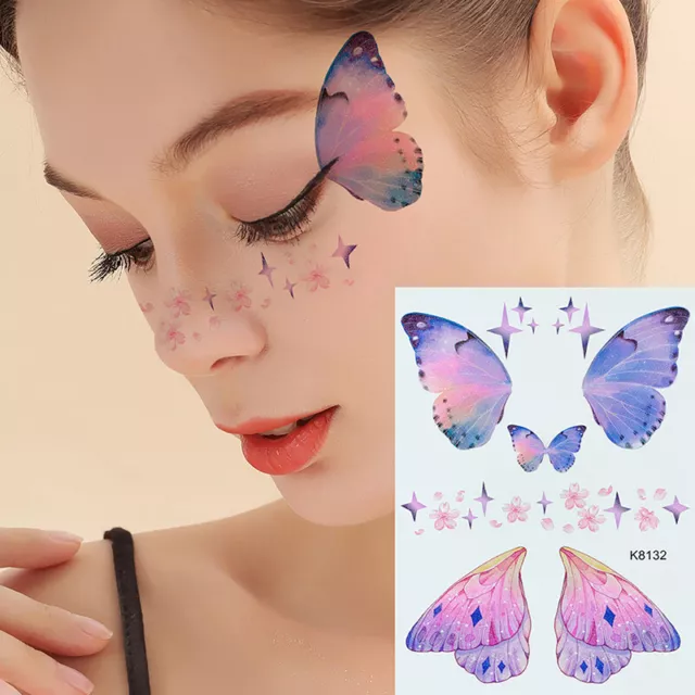 Butterfly Tattoo Sticker Waterproof Eyes Face Hand Body Art Fake Tattoos URUK