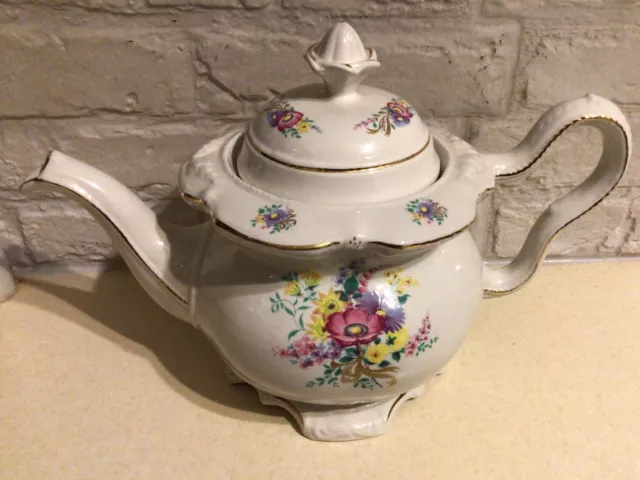 Crown Dorset Staffordshire  Vintage  Floral Coffee/Tea Pot Large Excellent Con