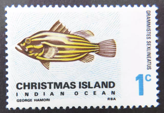 1968 Christmas Island Stamps - Indian Ocean Fish Definitives - Single 1c MNH