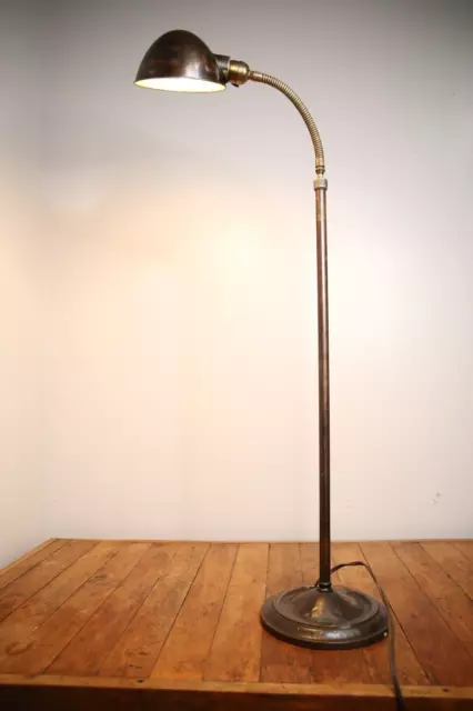 Antique faries lamp brass Early Shade Industrial floor lamp light oc white era