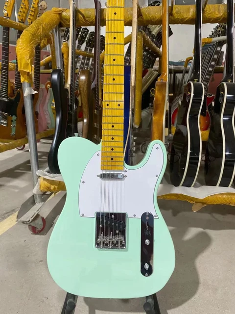 TL Electric Guitar Maple Fingerboard Surf Green White Pickguard Chrome Hardware TL Electric Guitar Maple Fingerboard Surf Green White Pickguard Chrome Hardware