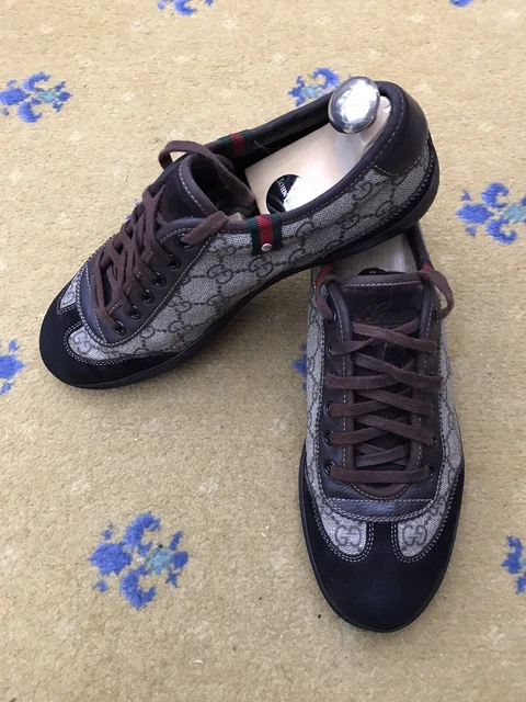 GUCCI TRAINERS SNEAKER Shoes Monogram Canvas Web Brown Mens US 6 UK 7 EU 40 199.00 PicClick UK