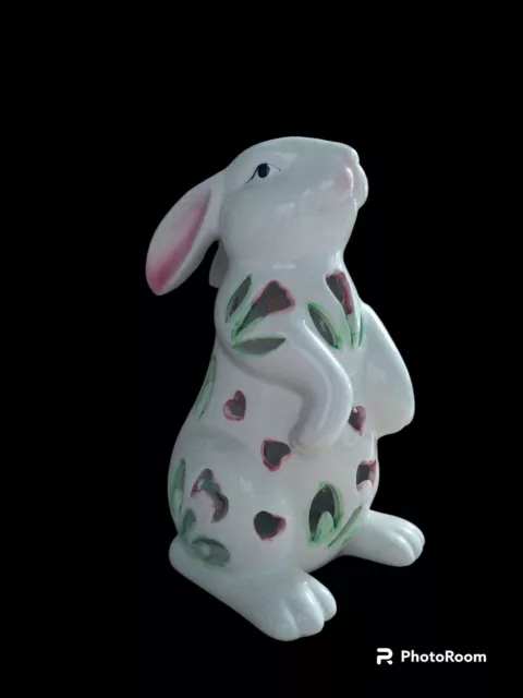 WCL Hand Painted Ceramic Shabby Chic Rabbit Cut Embossed Vintage