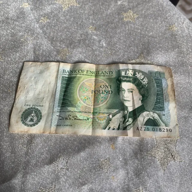Vintage UK £1 One Pound Elizabeth II Sir Isaac Newton  Bank Note