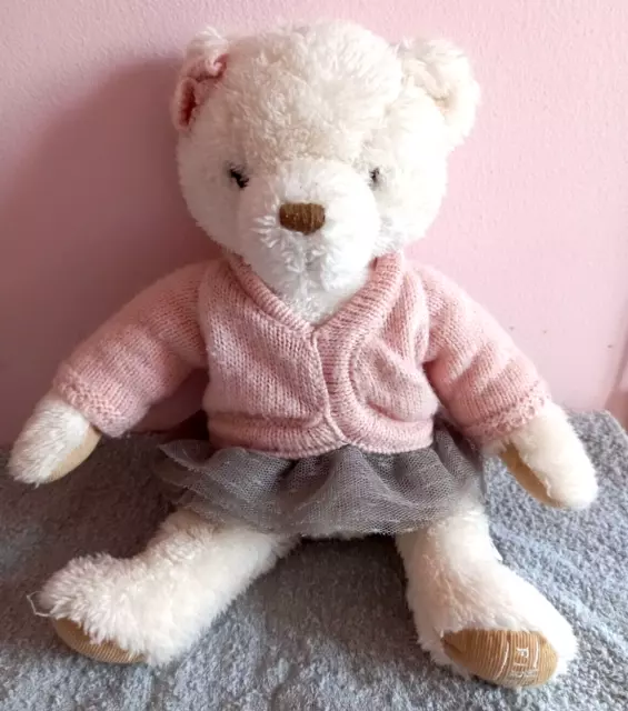 Mamas And Papas My First Teddy Pink Cardigan Tutu Baby Comforter Soft Toy Plush