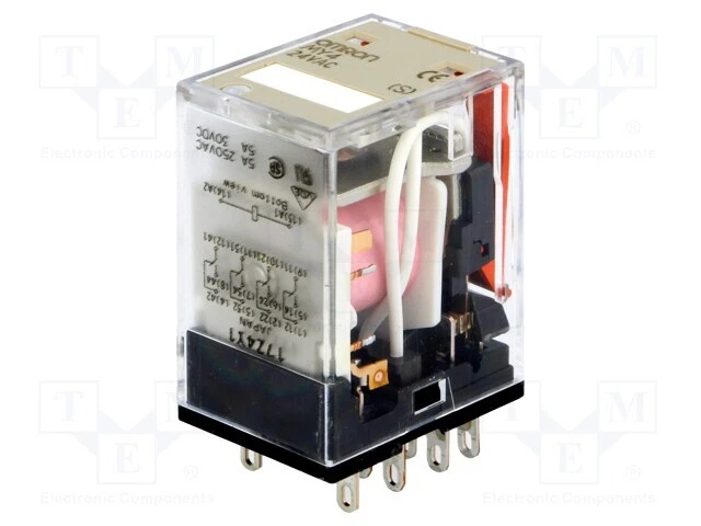 Relay: Elektromagnetisch 5A/220VAC 4PDT Uspule: 24VAC 1,2VA MY4 24VAC (S) Ele
