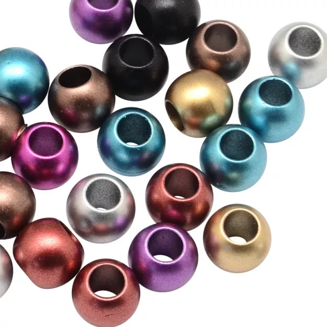 ❤ 25 x Assorted Mixed Colour 6mm HOLE LARGE PONY Acrylic Spacer Beads 12mm UK ❤