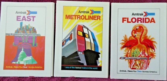 Railroad Ephemera Amtrak Small Note Cards 1973 Lot of 22
