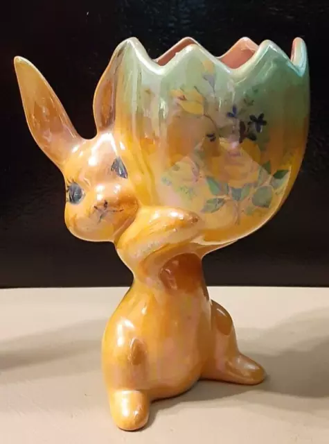 Unbranded Ceramic Iridescent Paint Easter Bunny With Serrated Edge Egg