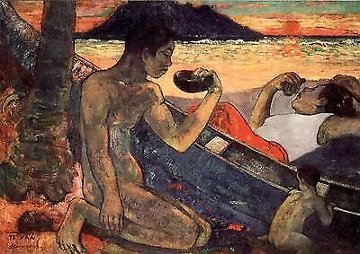 Paul Gauguin Das Kanu Famile auf Tahiti Kokosnuss Expressionismus A3 24