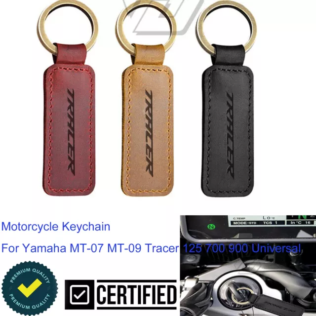 Leather Motorcycle Key Chain Ring Rider For Yamaha MT07 MT-09 Tracer 125 700 900