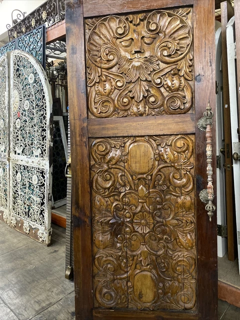 Carved Wood Front Door Mythical Gothic ￼Crown Hardware