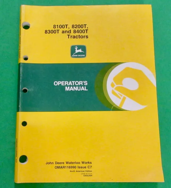 John Deere 8100T, 8200T, 8300T & 8400T Tractors Operator's Manual OMAR116990