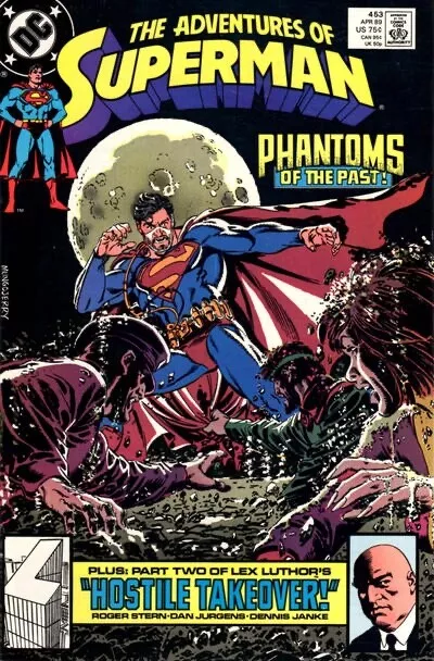 ADVENTURES OF SUPERMAN #453 F/VF, Direct DC Comics 1989 Stock Image